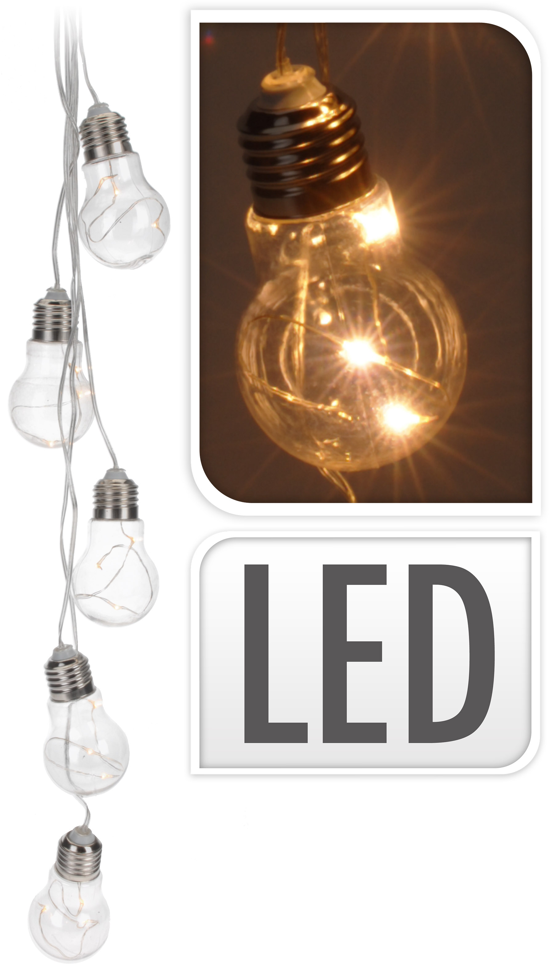 5 Gloeilamp vorm met 15 LED decoratieve verlichting op batterij ... 5 Gloeilamp vorm met 15 LED decoratieve verlichting op batterij ...