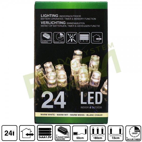 24 LED verlichting warm wit op batterijen – voor binnen & buiten ... 24 LED verlichting warm wit op batterijen – voor binnen & buiten ...